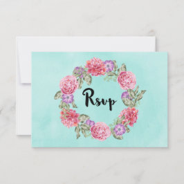 Floral Watercolor Wreath Weding RSVP