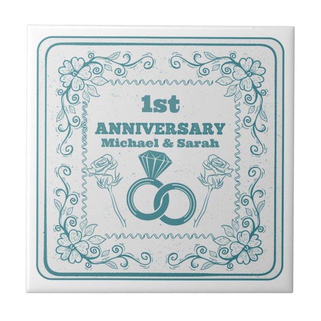 Floral wedding Anniversary Customizable year (Frente)
