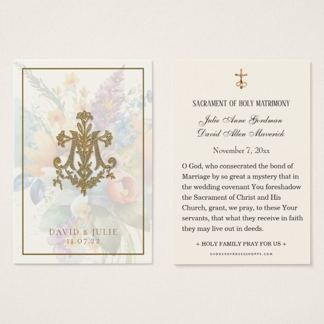 Floral Wedding Marian Cross Santa (Frente & Verso)
