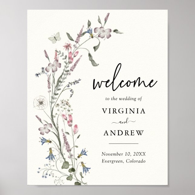 Floral Welcome Wedding Poster (Frente)