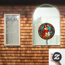 Floral Winter Smiley Snowman Faux Stainman Glass