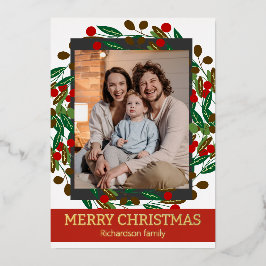 Floral Wreath Elegant Family Foto de Natal