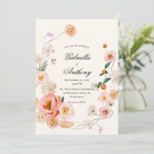 Floral Wreath Modern Script Casamentos Convites