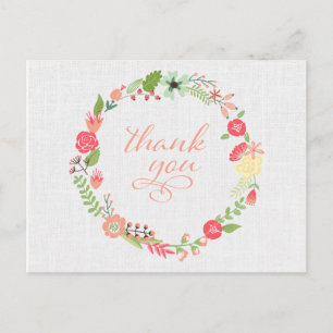 Floral Wreath Obrigado Cartão Postal