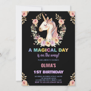 Florals Unicorn - Convites de Aniversário