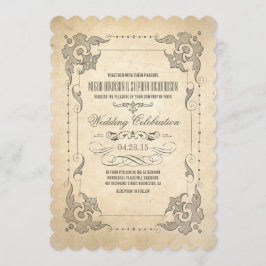 Floreio antigo de convite de casamento vintage