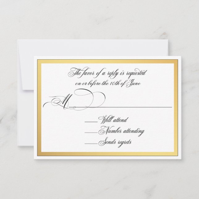 Floreios de Letra Elegante para Casamento RSVP (Frente)