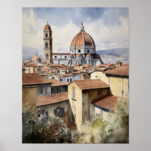 Florence Itália Watercolor Art Impressão