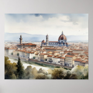 Florence Itália Watercolor Art Impressão