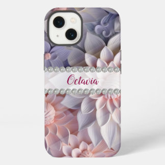 Flores 3D, cor-de-rosa suave e roxa, armação de di