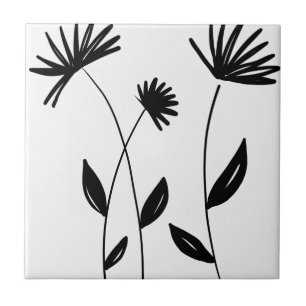 flores abstratas minimalistas preto e branco