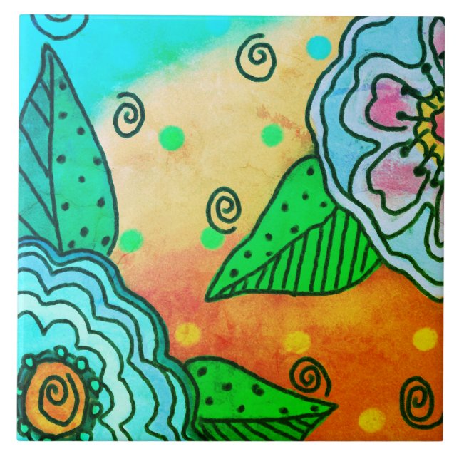 Flores abstrato Azuis (Frente)