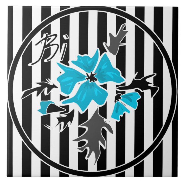 Flores abstrato azuis sem costura, preto floral (Frente)