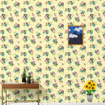 Flores abstrato Ditsy em fundo amarelo claro