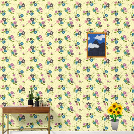 Flores abstrato Ditsy em fundo amarelo claro