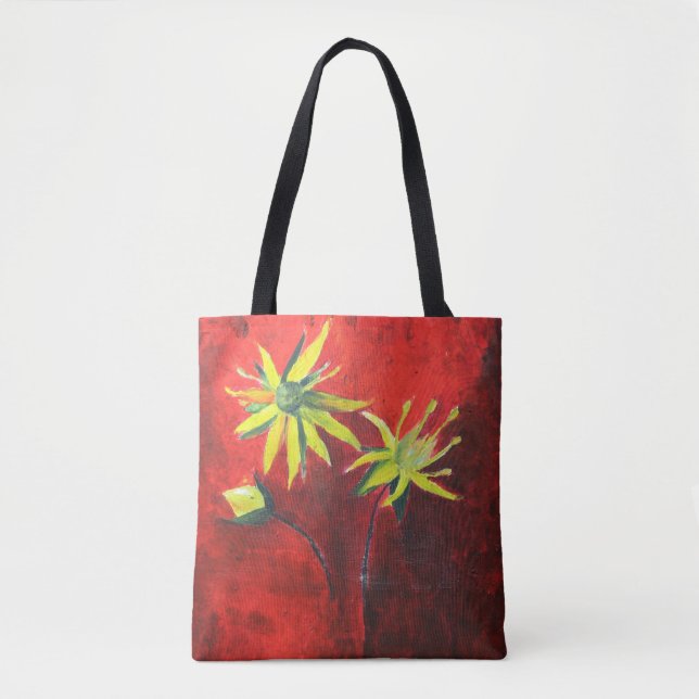 Flores amarelas Arte Bag de Tote Personalizada (Frente)
