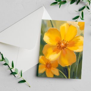 Flores Amarelas Cartão de Pintura Aquarela Primave