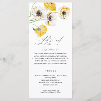 Flores Amarelas de Verão Menu de Casamento Minimal