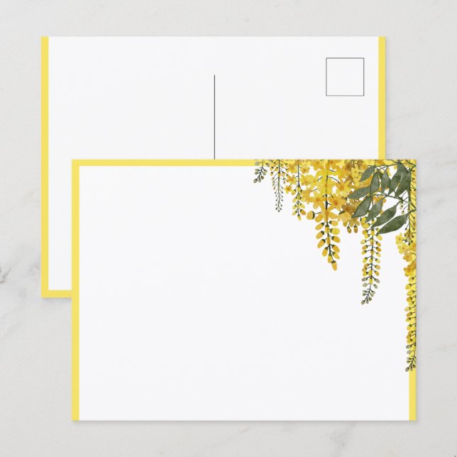Flores Amarelas Elegantes Cartão Postal Botânico (Frente/Verso)