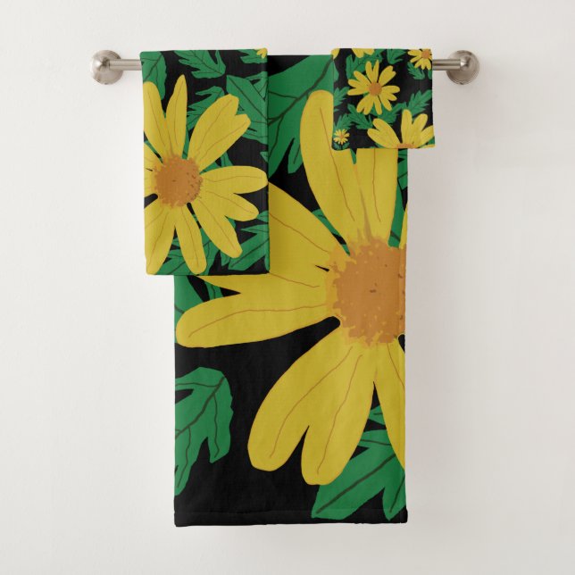 Flores amarelas margaridas com toalha de banho de  (Insitu)