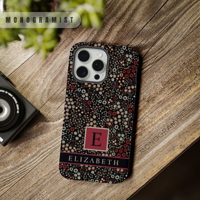 Flores Amarelas Pretas e Pretas Personalizáveis (Customizable Black Floral Red White Yellow Flowers iPhone Case)
