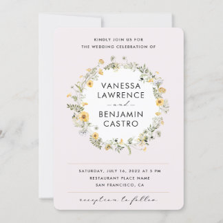 Flores Amarelas Todos em Um Convite De Casamento