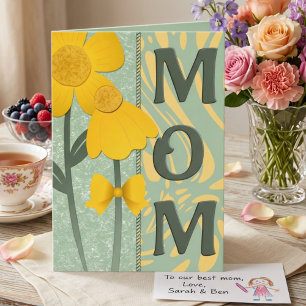 Flores Amarelos no Cartão de Boas-Vindas da Mãe em