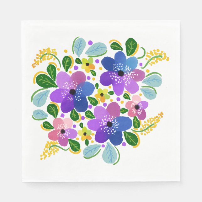 Flores Aquarela 03 Guardanapos de Papel para Lanch (Frente)