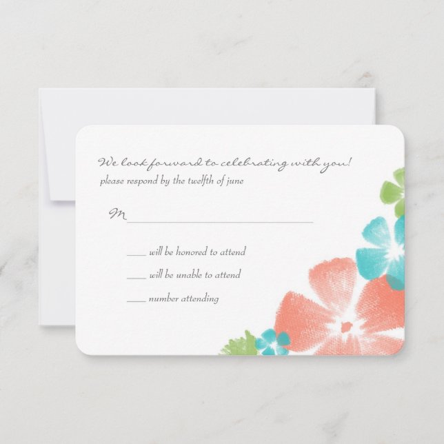 Flores Aquareladas Multi Tropicais Casamento RSVP (Frente)