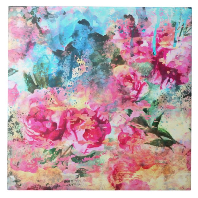 Flores aquáticas Azulejo cerâmico (Frente)