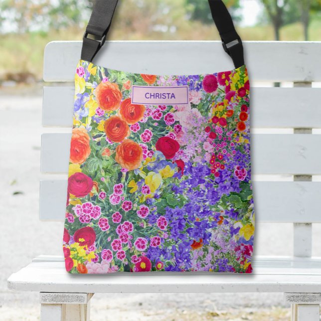 Flores aquáticas coloridas padrão tote saco (Criador carregado)