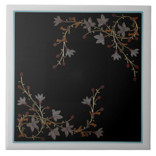 Flores Art Déco em Preto