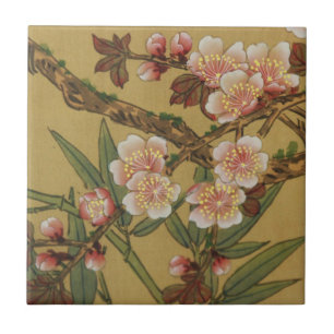 Flores Asiáticas Japonesas de Cerejeira Vintage