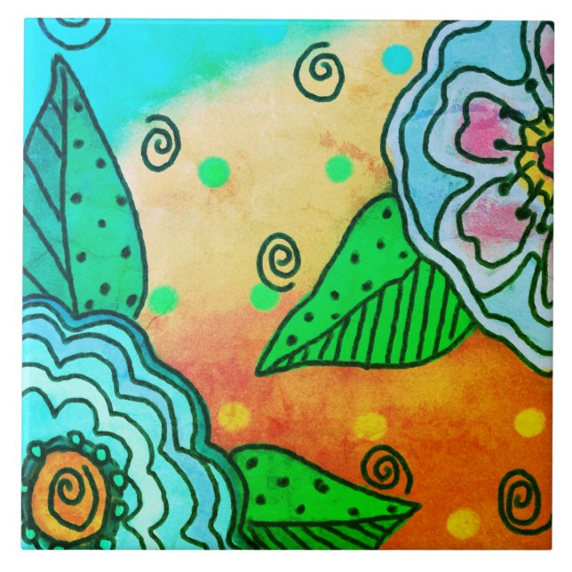 Flores Azuis Abstratas (Frente)