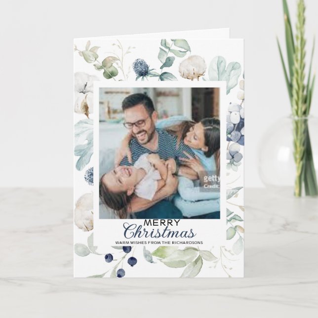 FLORES AZUIS BRANCOS MERRÍCULOS CARTÃO COM FOTOS D (Frente)