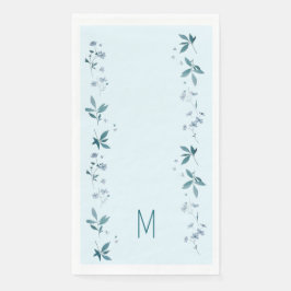 Flores azuis-claras e folhas, guardanapo de festa