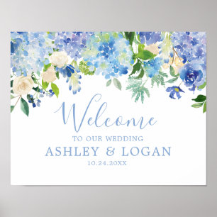 Flores azuis da aguarela que Wedding o poster