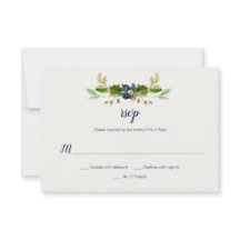 Flores Azuis De Aquarelas, Bolotas, Oak Deixa RSVP