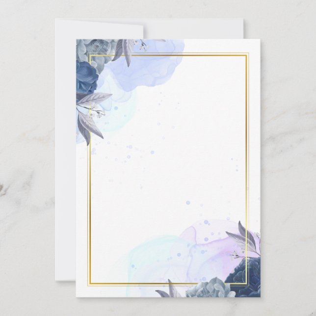 Flores Azuis de Convite para Casamento (Frente)