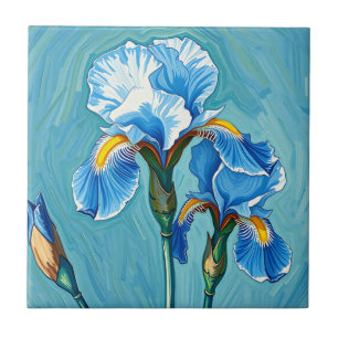 Flores Azuis de Íris Padrão Artístico