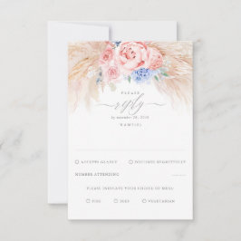 Flores Azuis e Rosa Exóticas RSVP de Casamento