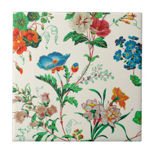 Flores azuis e vermelhas Pintage Pintage Padrão