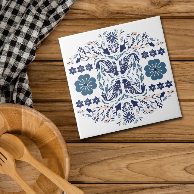 Flores Azuis e Visão Asiática de Peixes (Criador carregado)