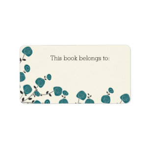 Flores Azuis - Etiquetas "Este Livro Pertence"