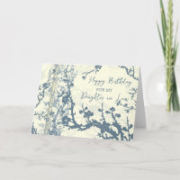 Flores Azuis Filhas no Cartão de Nascimento