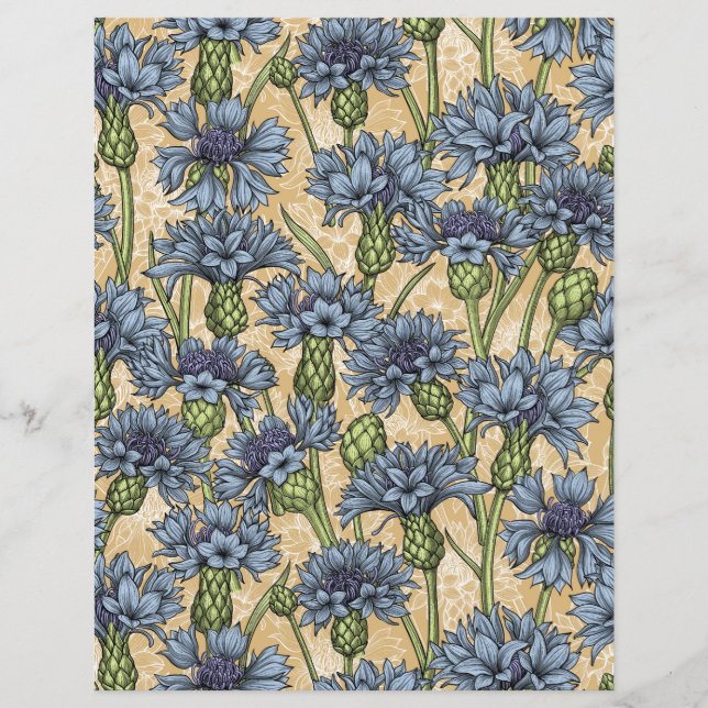 Flores azuis, flores silvestres, amarelo-mel (Frente)