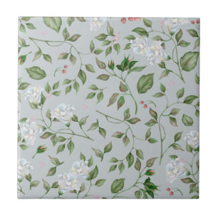 Flores Azuis Fluffy e Azulejo Cerâmica de Hips Ros