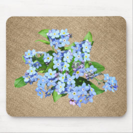 Flores Azuis no Mousepad Burlap Country