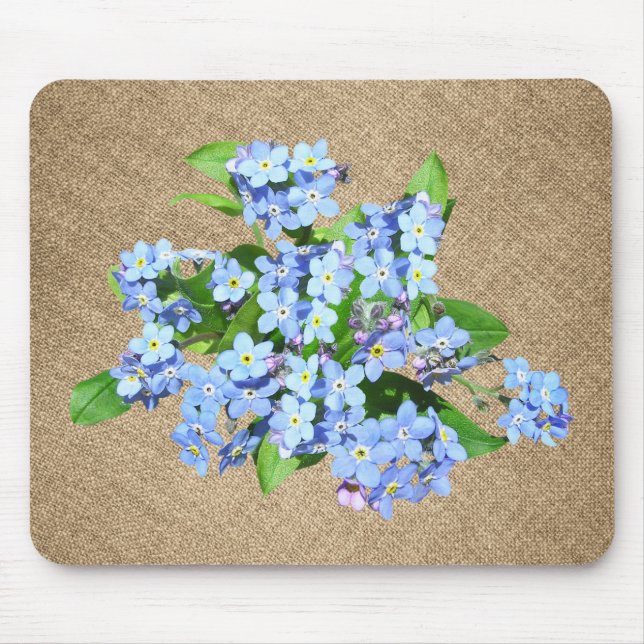 Flores Azuis no Mousepad Burlap Country (Frente)