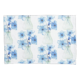 Flores Azuis no vaso de vidro